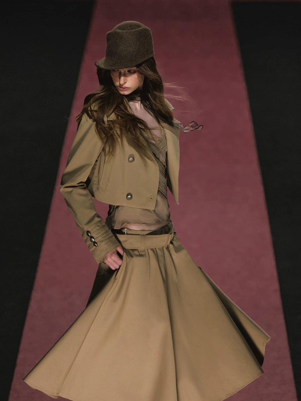Napoleon Trench &amp; Skirt Two Piece Set