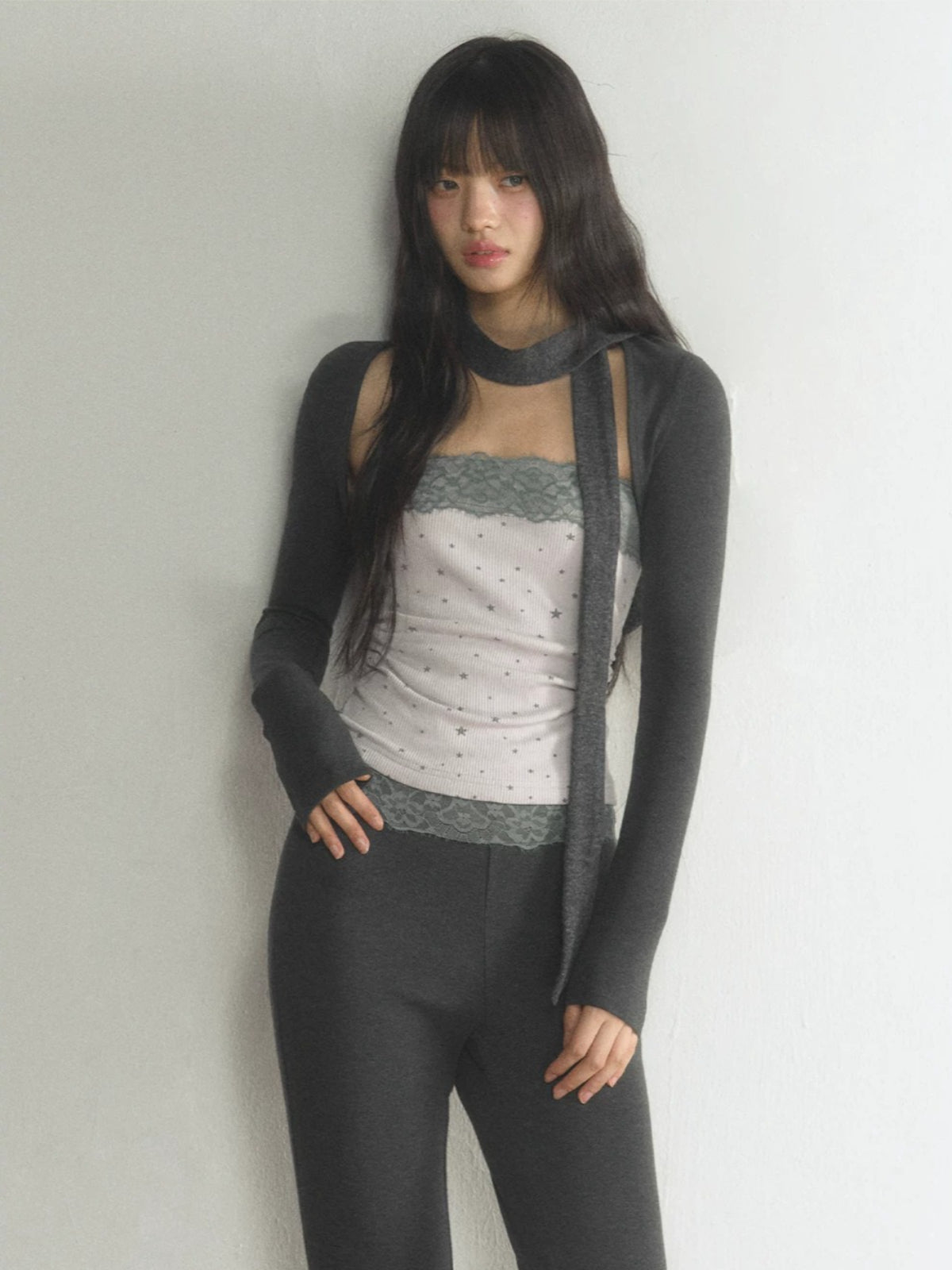 Lace Trim Bandeau &amp; Shrug Set