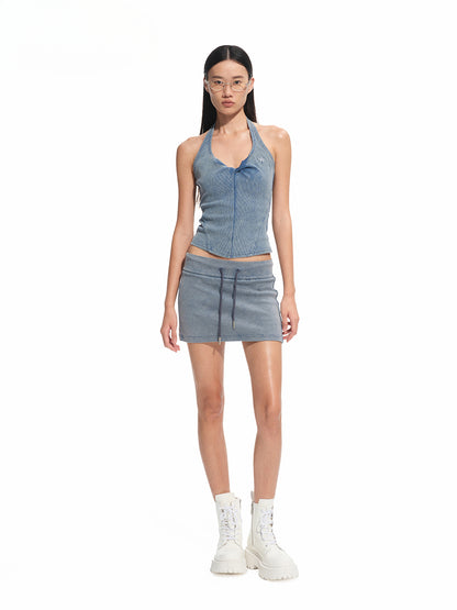Denim-like Retro U-Neck Halter Camisole