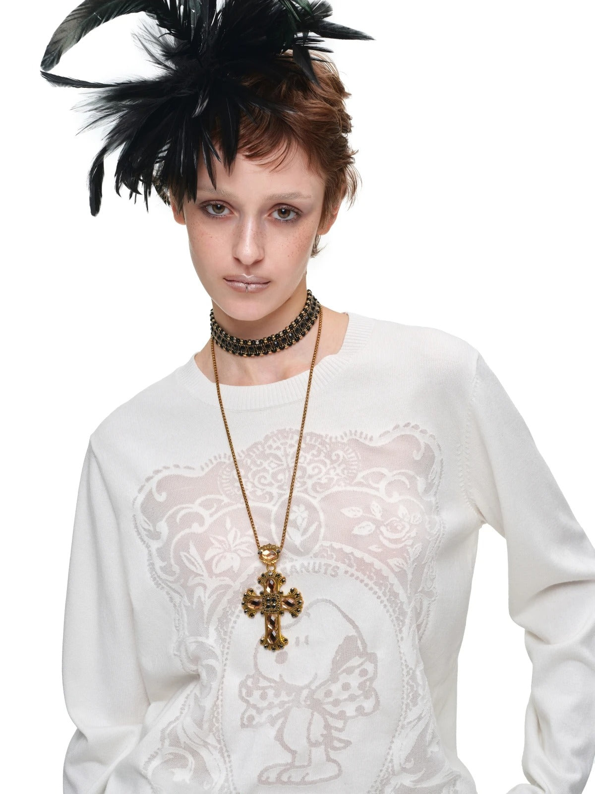 Burnout Knit Crewneck Sweater