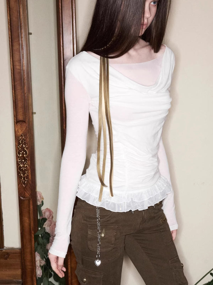 Draped Mesh Layered Top