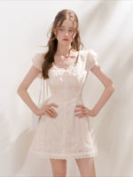 White & Pink Doll Collar Mini Dress