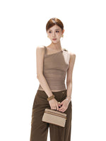 Ruched Mesh One-Shoulder Top