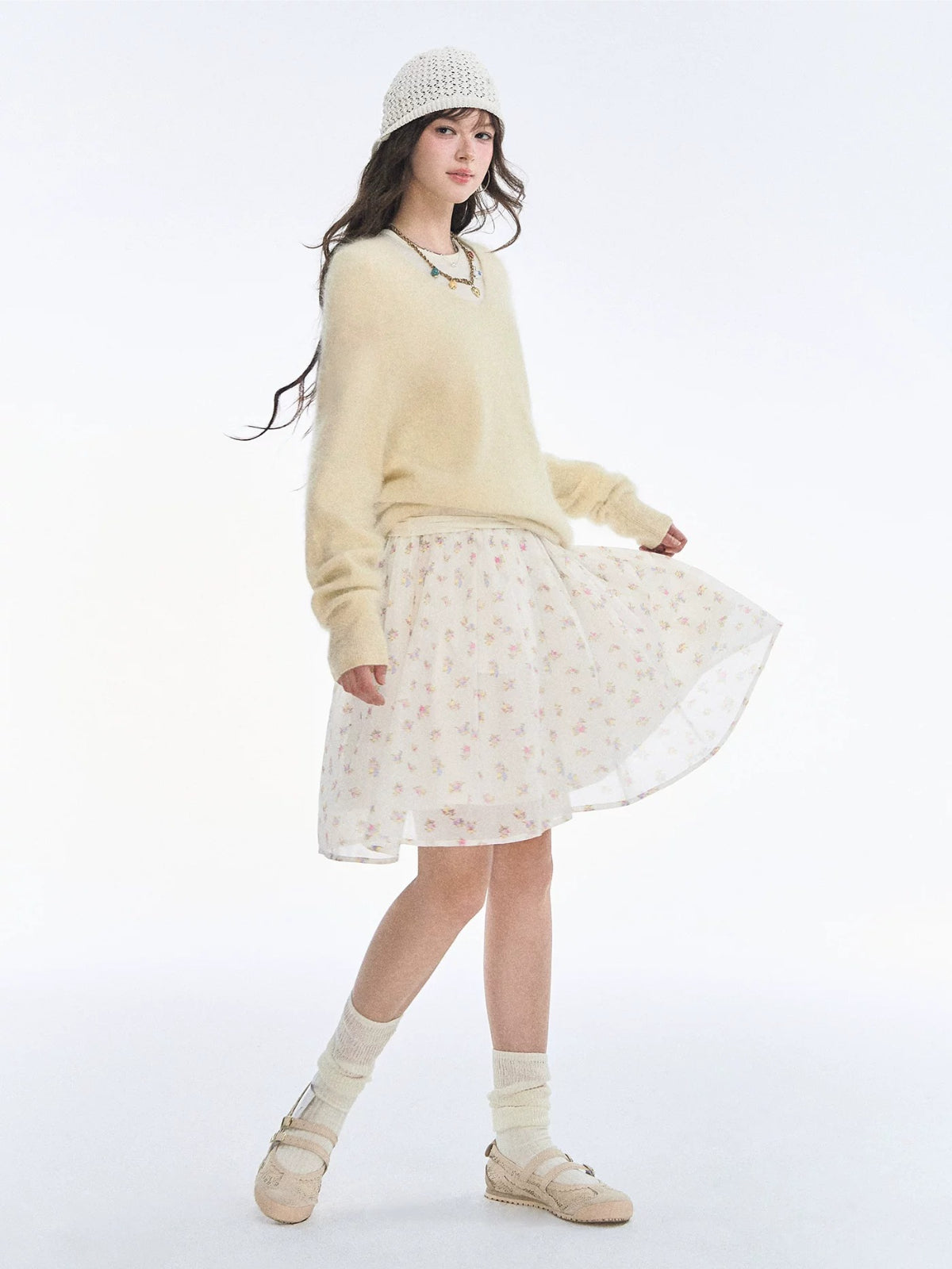 Ballet Tencel Pleated A-Line Skirt