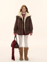 Faux Fur Collar Drawstring Loose Down Parka