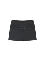 Asymmetric Belt Mini Skirt
