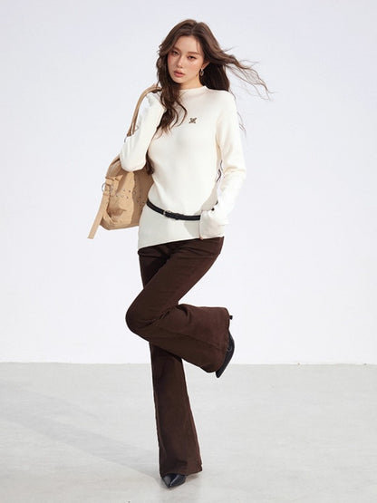 Irregular High-Neck Stretch Knit Top