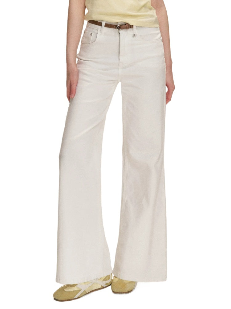 Washed Cotton Wide Leg Jeans