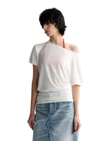 One-Shoulder Pleated Waist T-shirt