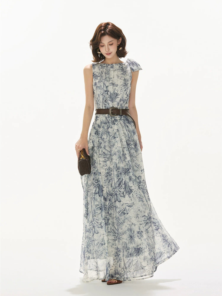 Forest Print Chiffon Dress