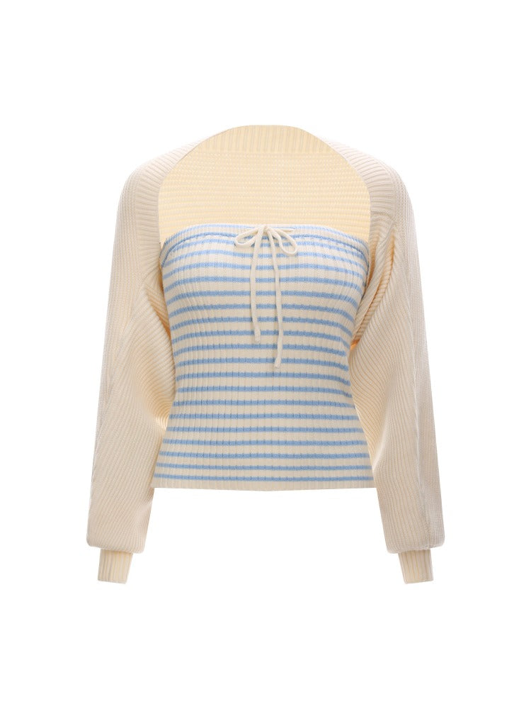 Striped Bandeau Cardigan Set
