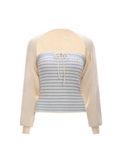 Striped Bandeau Cardigan Set
