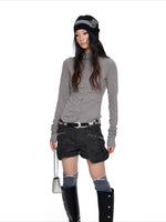 Slim Pleated Long Sleeve Top