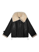 Plaid Faux Fur Collar Down Jacket