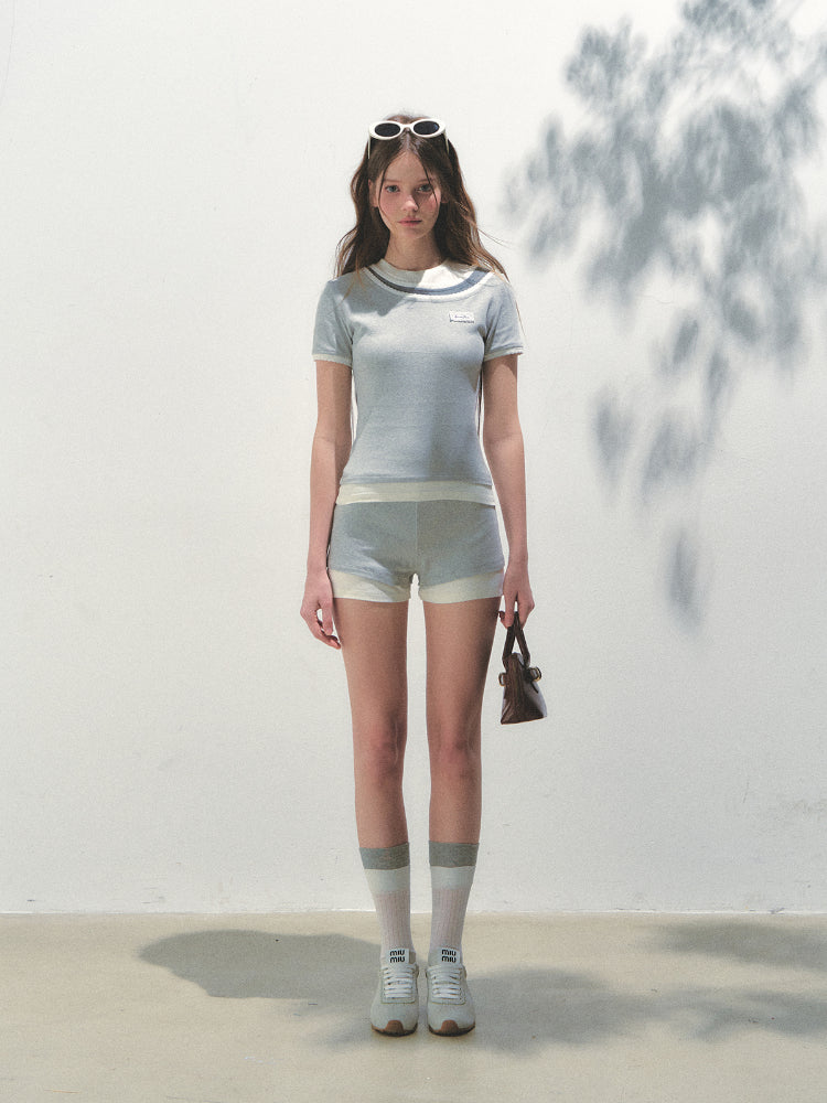 Fake Three-Piece Short-Sleeve T-Shirt & Shorts Set