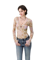 Deer Print Mesh Top