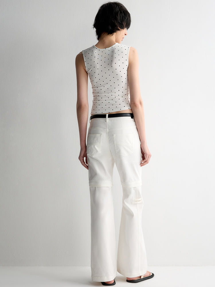 Two-Piece Polka-Dot Printed Sleeveless Vest