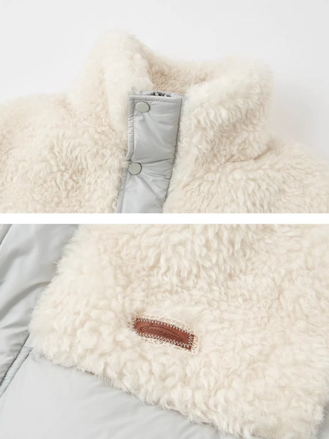 Shearling Patch Stand Collar Jacket