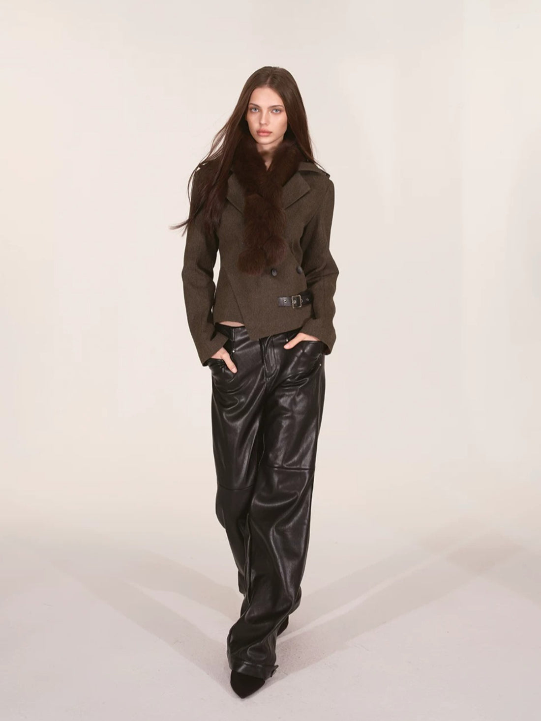 Asymmetric Buckle Tailored Blazer