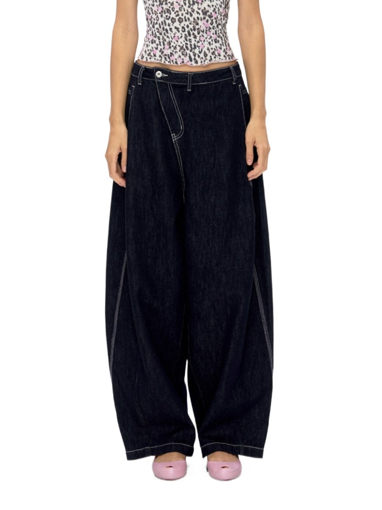 Raw Indigo Button-Fly Straight Denim Jeans