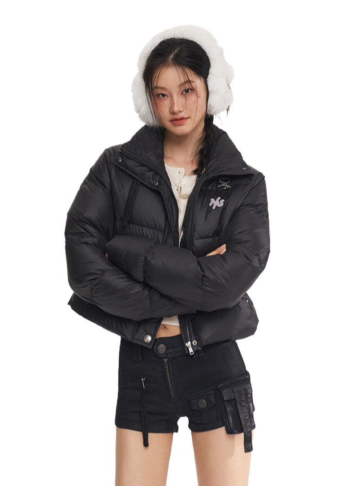 Black &amp; White Pearl Down Short Jacket