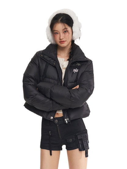 Black &amp; White Pearl Down Short Jacket