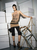 Letter Print Halter Knit Dress