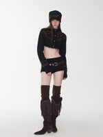 Fair Isle Pony Jacquard Knit Short Cardigan & Shorts Set