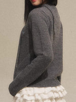 Contrast V-Neck Faux Layer Knit