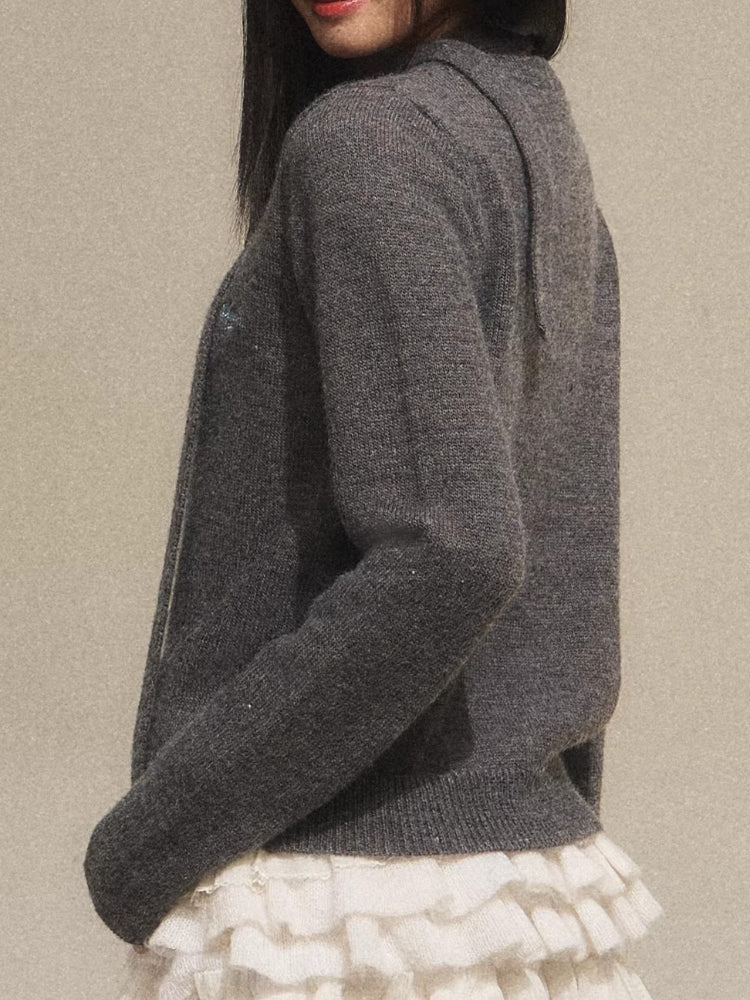 Contrast V-Neck Faux Layer Knit