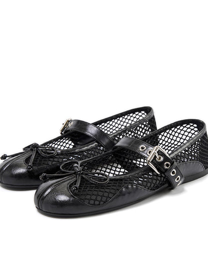 Fishing Net Woven Flat Mary Jane Shoes