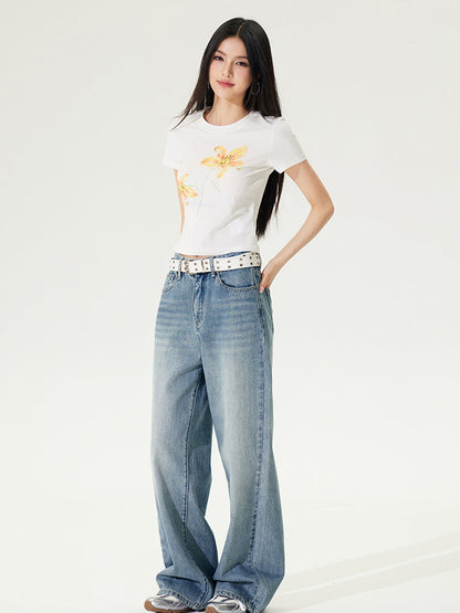 Color Diamond Floral Regular Shoulder T-shirt