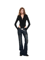 Lamb Fur V-Neck Knit Bodysuit