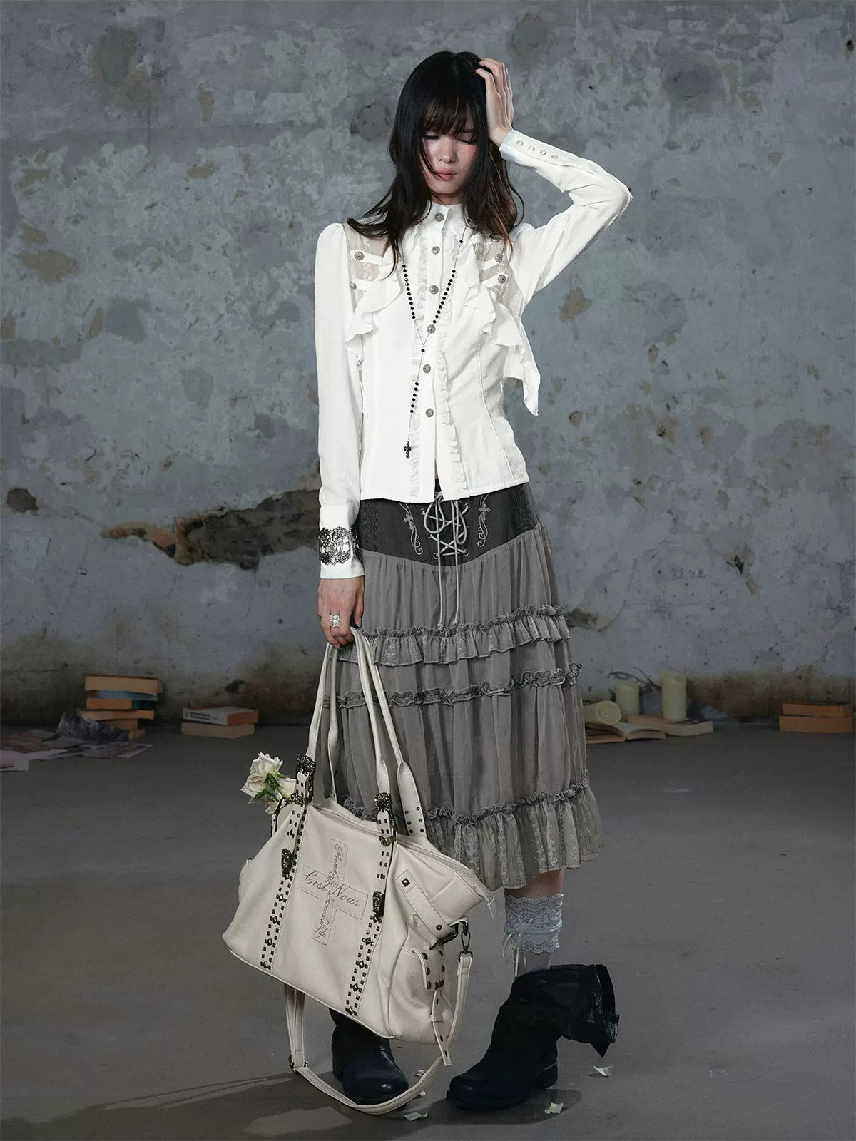 Napoleon Lace Ruffle Waist Shirt