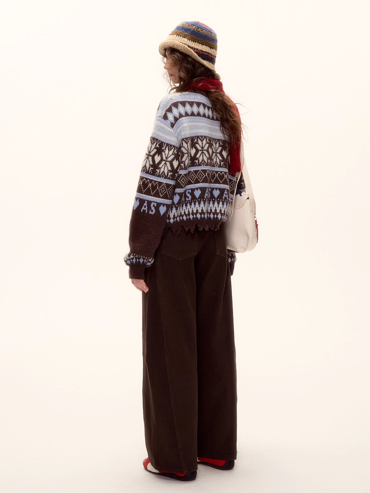 Belted Contrast Stitch Denim Pants