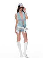 Sheer Organza Halter Top