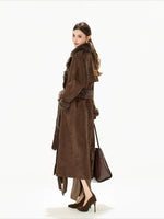 Brown Suede Belted Coat