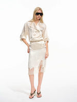 Acetate Lace Layered Midi Skirt