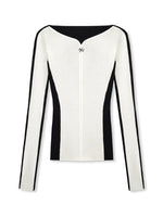 Contrast-Trim Fitted Knit V-neck