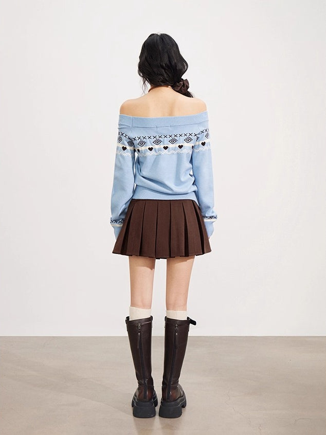 Fair Isle Off-Shoulder Sweater