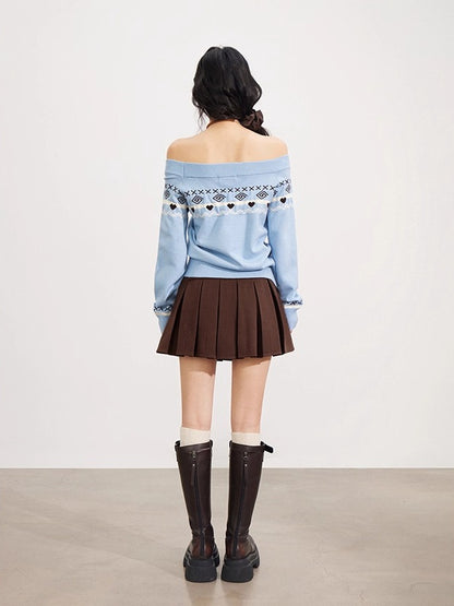 Fair Isle Off-Shoulder Sweater