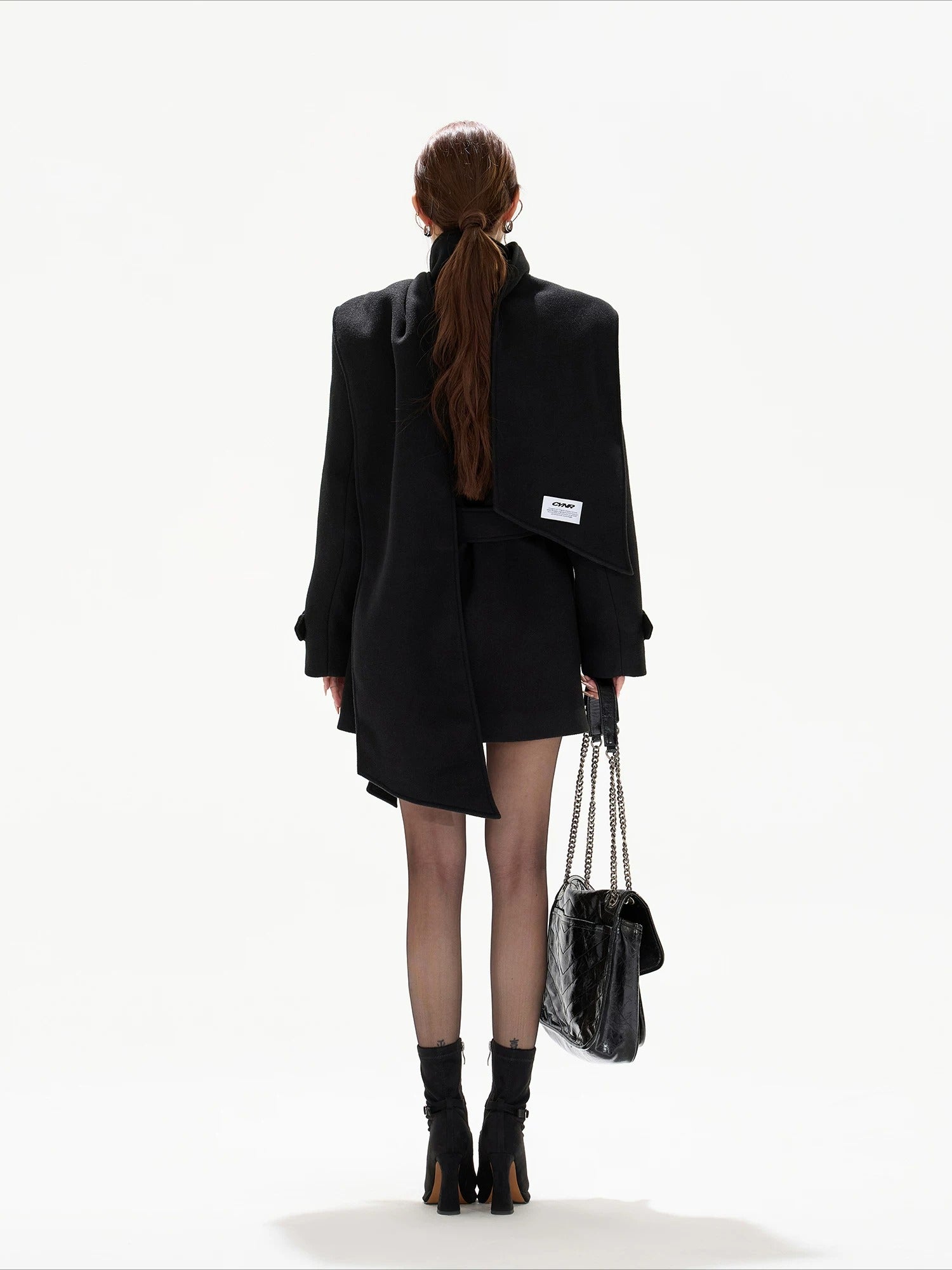 Black Belted Double-Breasted Coat