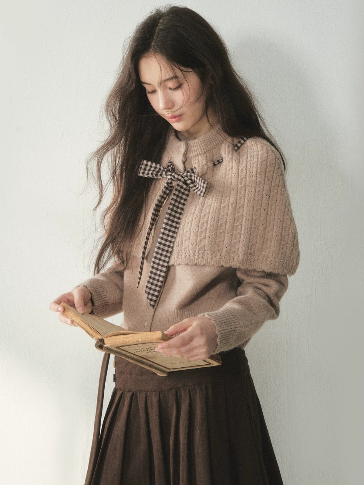 Vintage Bow Cape Knit Sweater