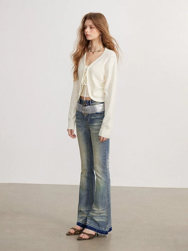 Bow Camisole Cardigan Set