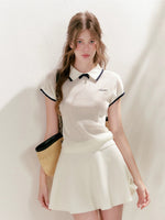 White Bow Polo Top & Skirt Set