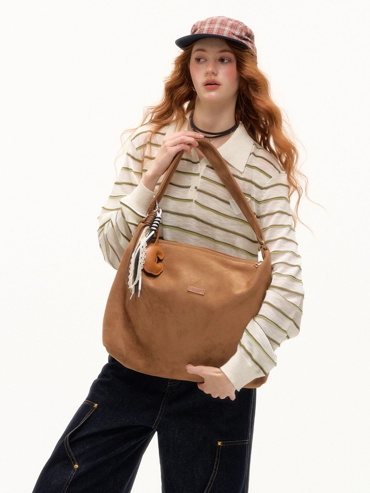 Beige &amp; Blue Striped Polo Knit T-shirt