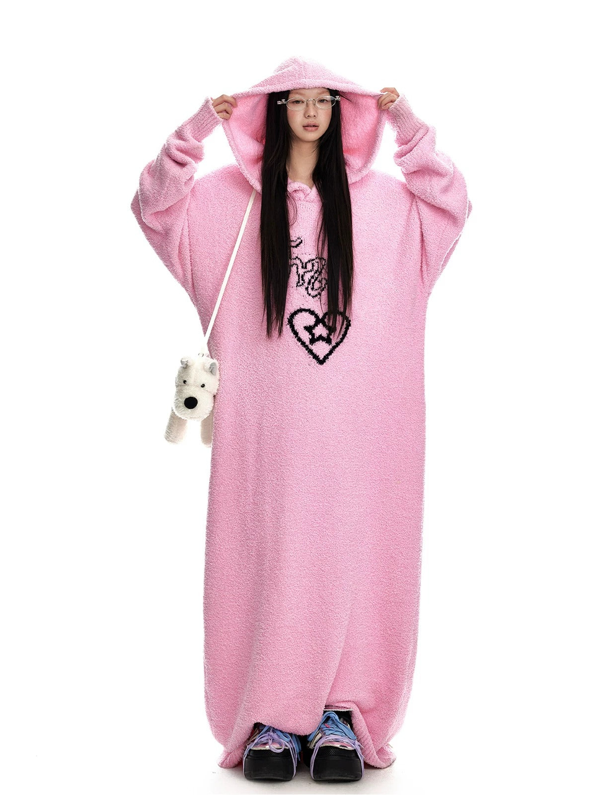 Hooded Plush Knit Dress