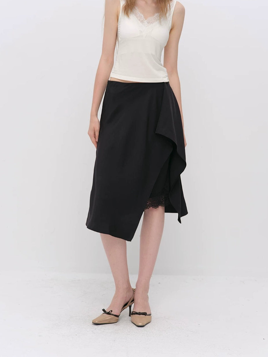 Asymmetric Satin Skirt