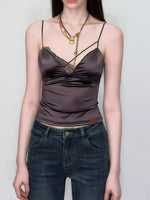 Lace Panel Satin Cami Top