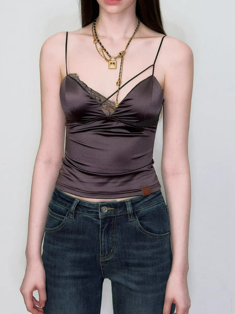 Lace Panel Satin Cami Top